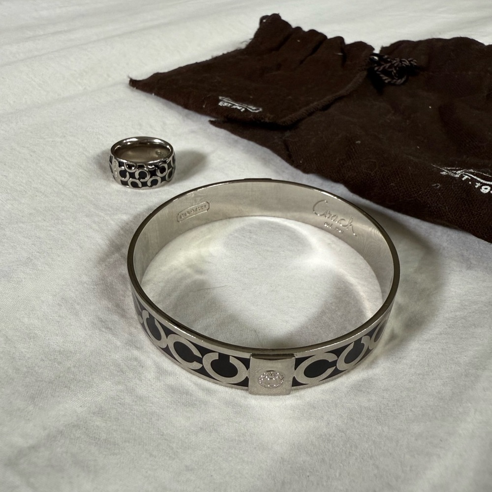 Coach Black and Silver Jewelry Set